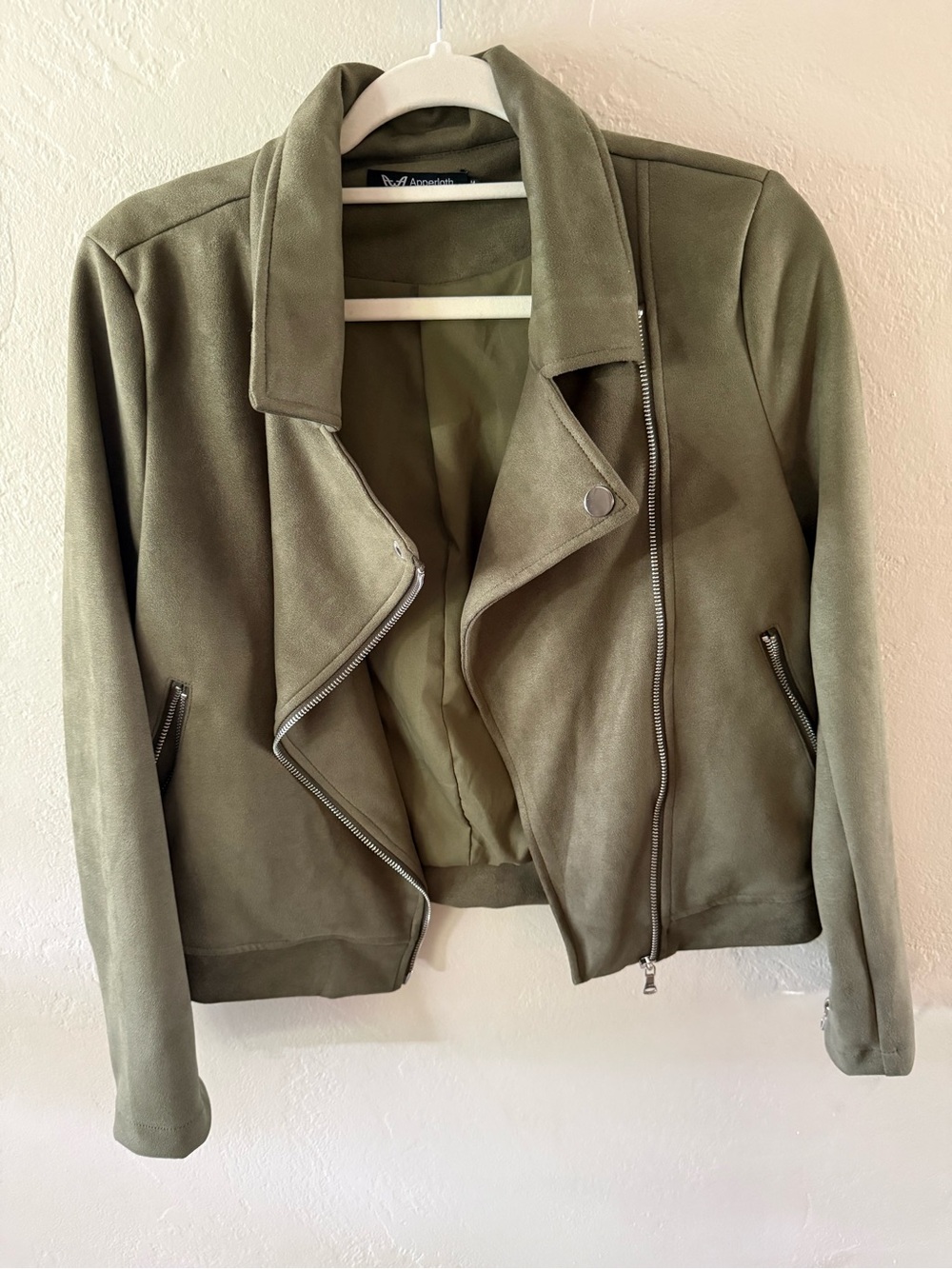 Olive Suede Moto Jacket - Women